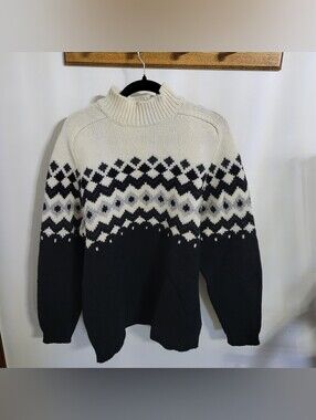Vintage Eddie Bauer Men's 100% Lambswool Fair Isle Pullover Sweater, Size XL